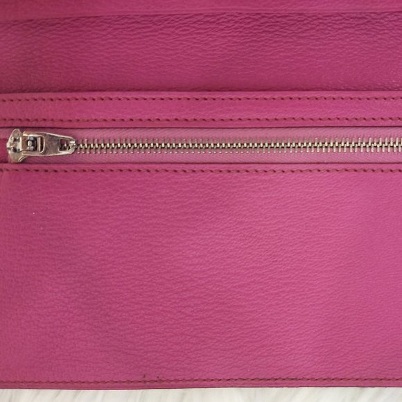 Astounding EUC Hermes LIZARD Bearn Long Wallet Full Inclusion + Bag! Magenta - Picture 13 of 15